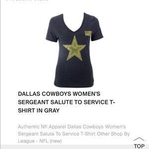 DALLAS COWBOYS WOMEN'S SERGEANT SALUTE TO SERVICE T-SHIRT IN GRAY medium
